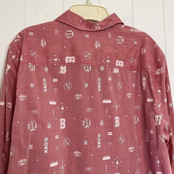 Brooklyns Own by Rocawear Mens Size XL Button Front Shirt Red Long Sleeve - Picture 6 of 11